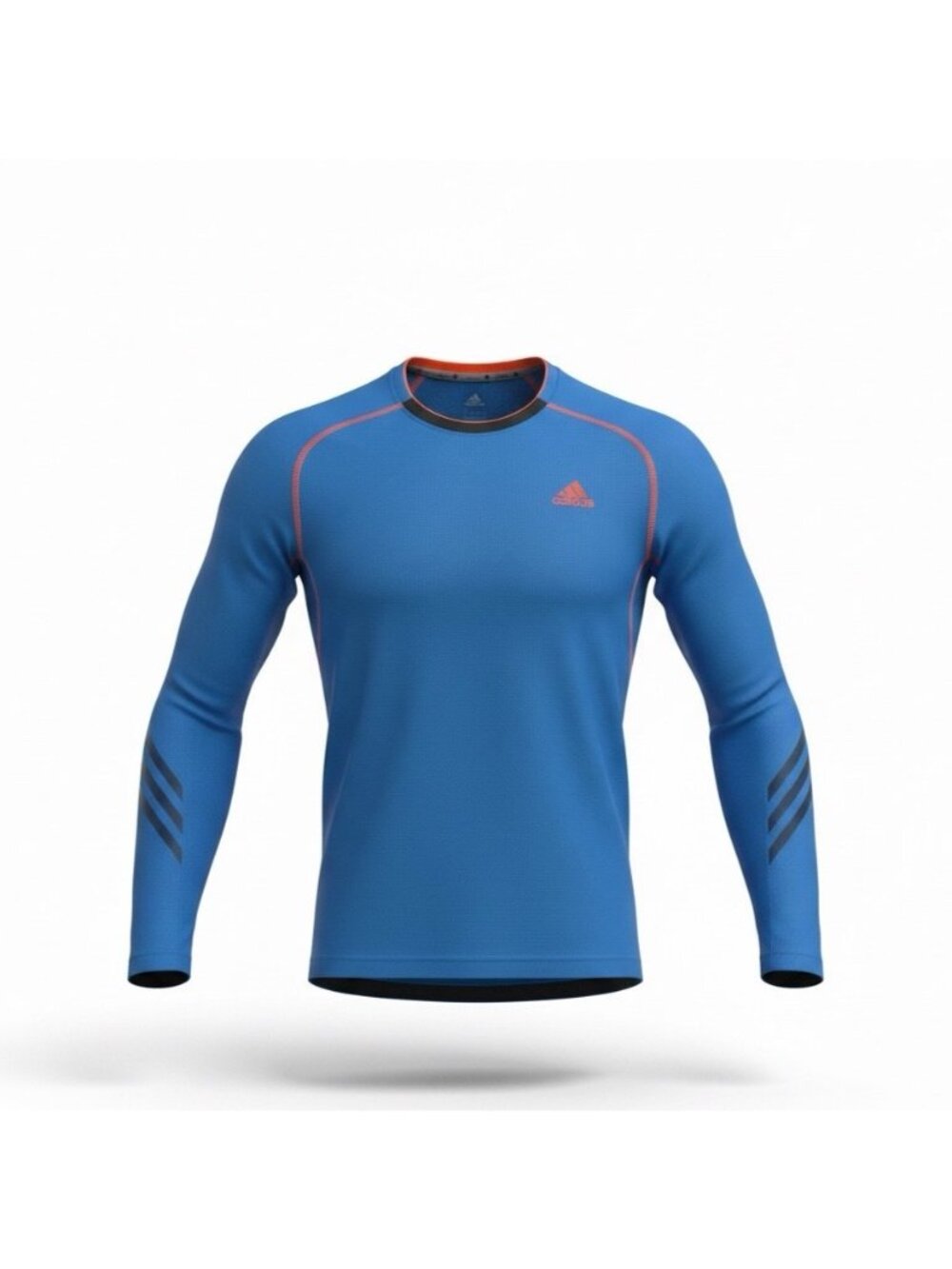 Adidas Mens Blue Long Sleeve ClimaLite Running Shirt W/ Orange Trim Size L